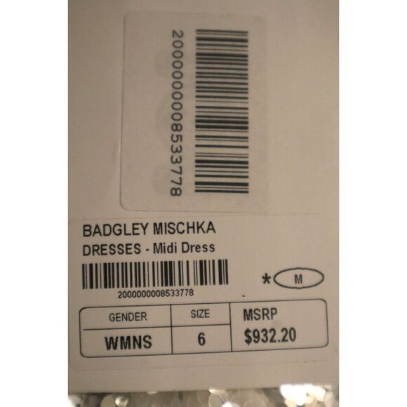 Badgley Mischka SC2538 Women's Sz 6 White Sequined Cocktail Midi Dress - Picture 11 of 12